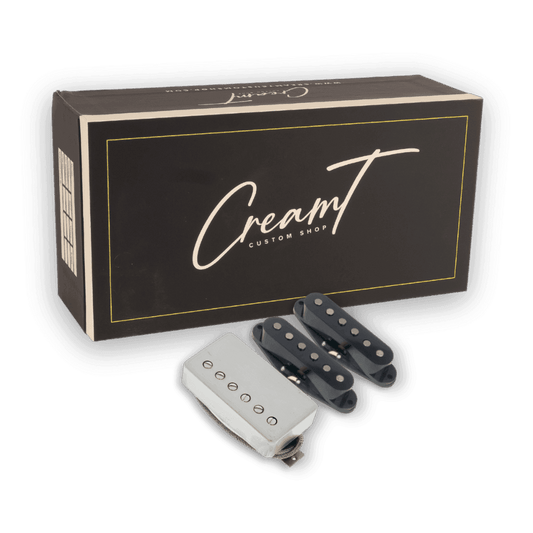 Cream T Custom Shop Nocebo Dave Foster Signature HSS Set - Black & Polished Nickel Aurora Music Works