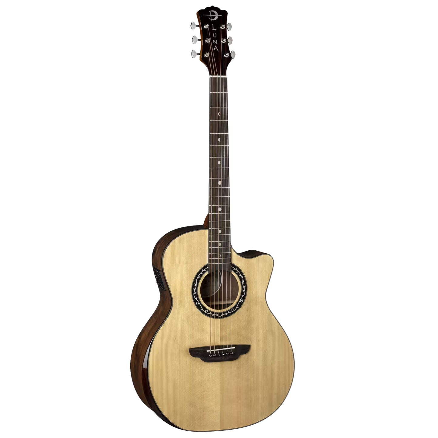 Luna Guitars Vineyard Spruce Walnut Bevel Grand Auditorium A/E, Gloss Natural