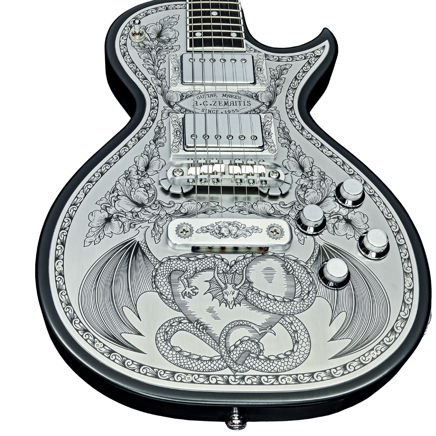 Zemaitis Guitars MFG-AC-24 Dragon & Heart, Black