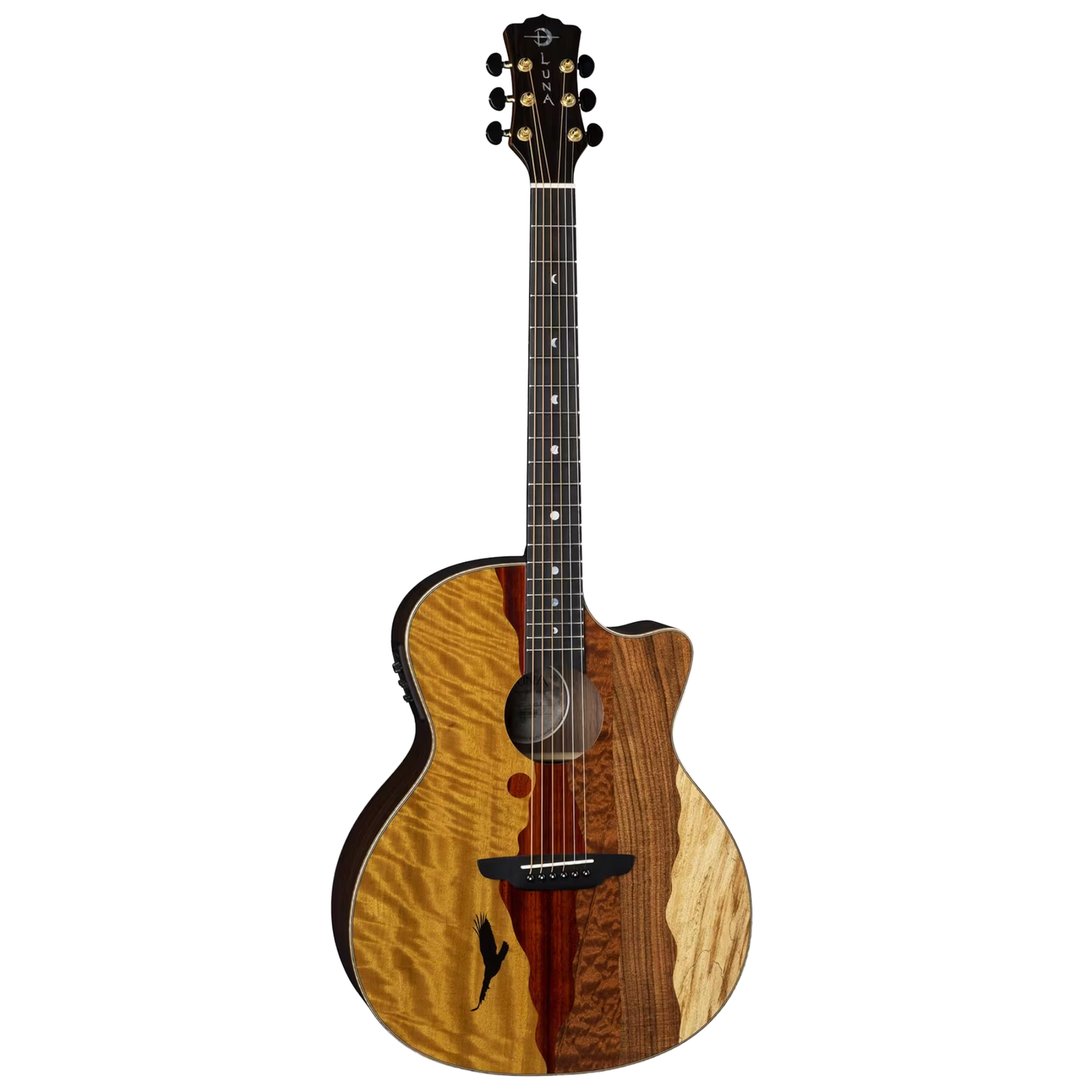Luna Guitars Vista Eagle Cutaway A/E w/ Hardshell Case, Gloss Natural