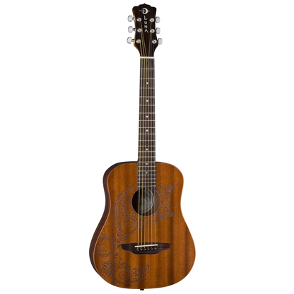 Luna Guitars Safari Tattoo Travel Guitar w/ Gigbag, Satin Natural
