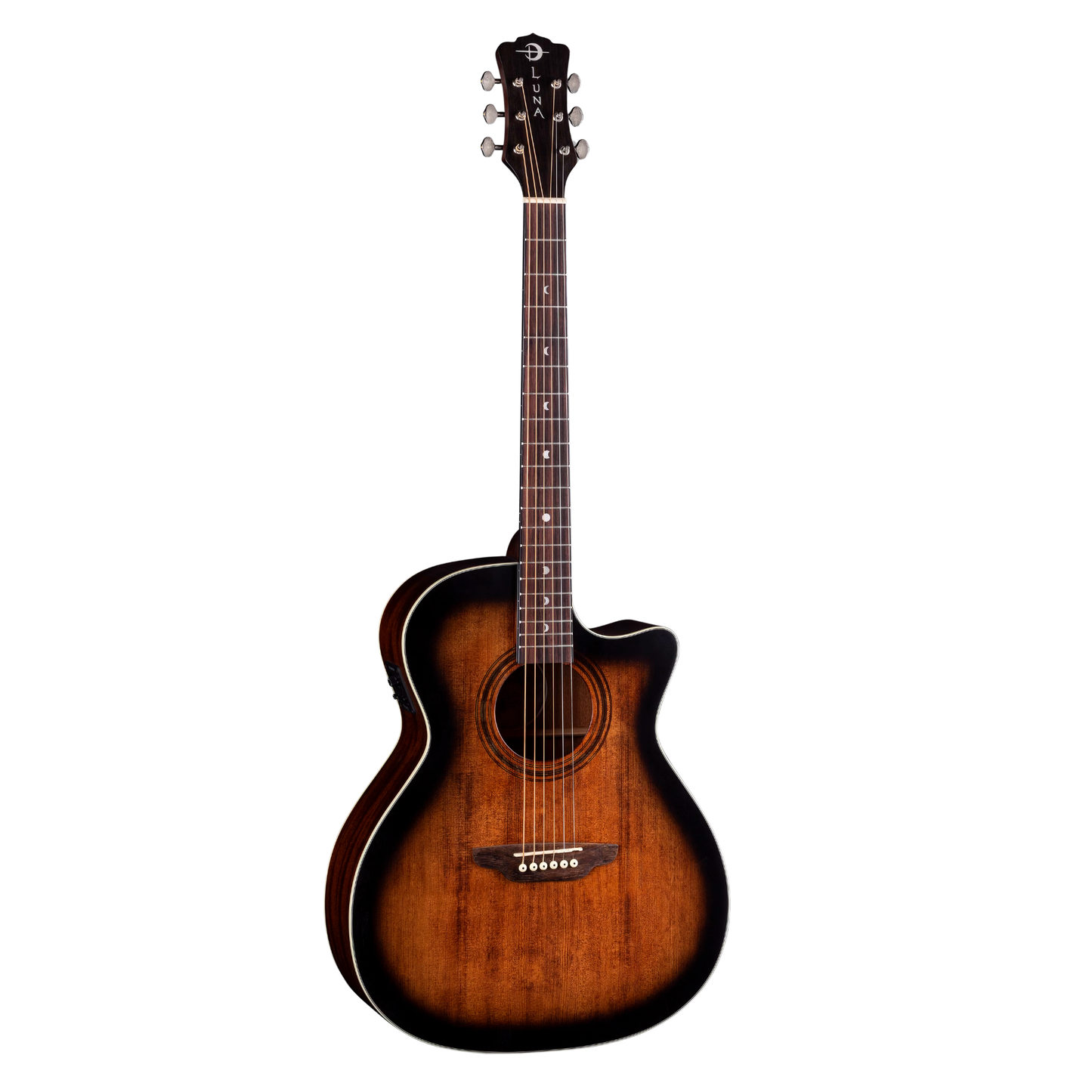 Luna Guitars Art Vintage Grand Auditorium A/E Solid Top Distressed, Vintage Brownburst