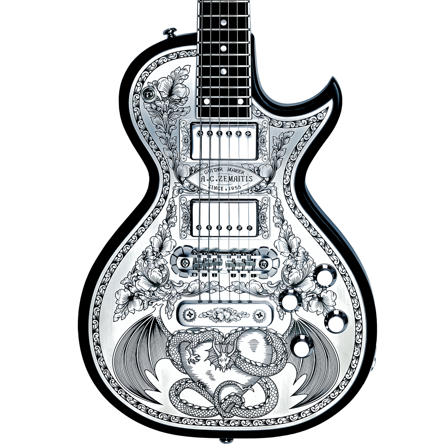 Zemaitis Guitars MFG-AC-24 Dragon & Heart, Black
