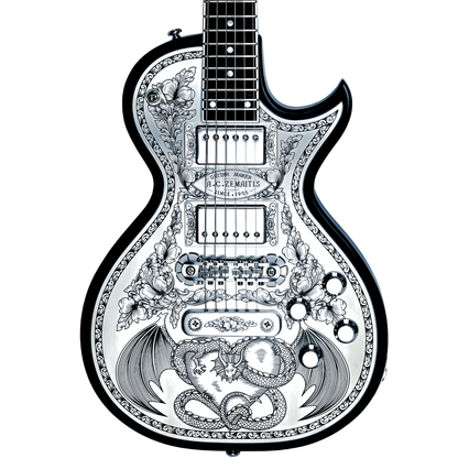 Zemaitis Guitars MFG-AC-24 Dragon & Heart, Black