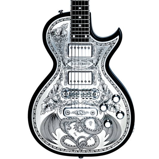 Zemaitis Guitars MFG-AC-24 Dragon & Heart, Black
