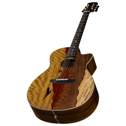 Luna Guitars Vista Eagle Cutaway A/E w/ Hardshell Case, Gloss Natural
