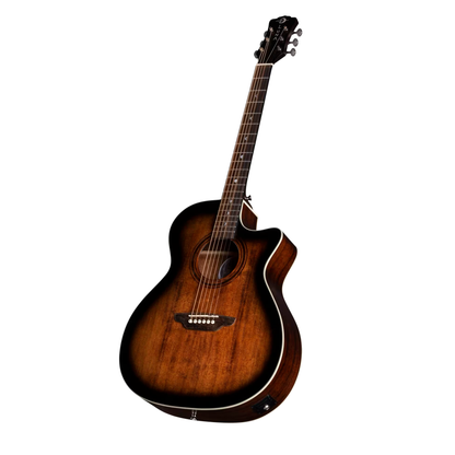 Luna Guitars Art Vintage Grand Auditorium A/E Solid Top Distressed, Vintage Brownburst