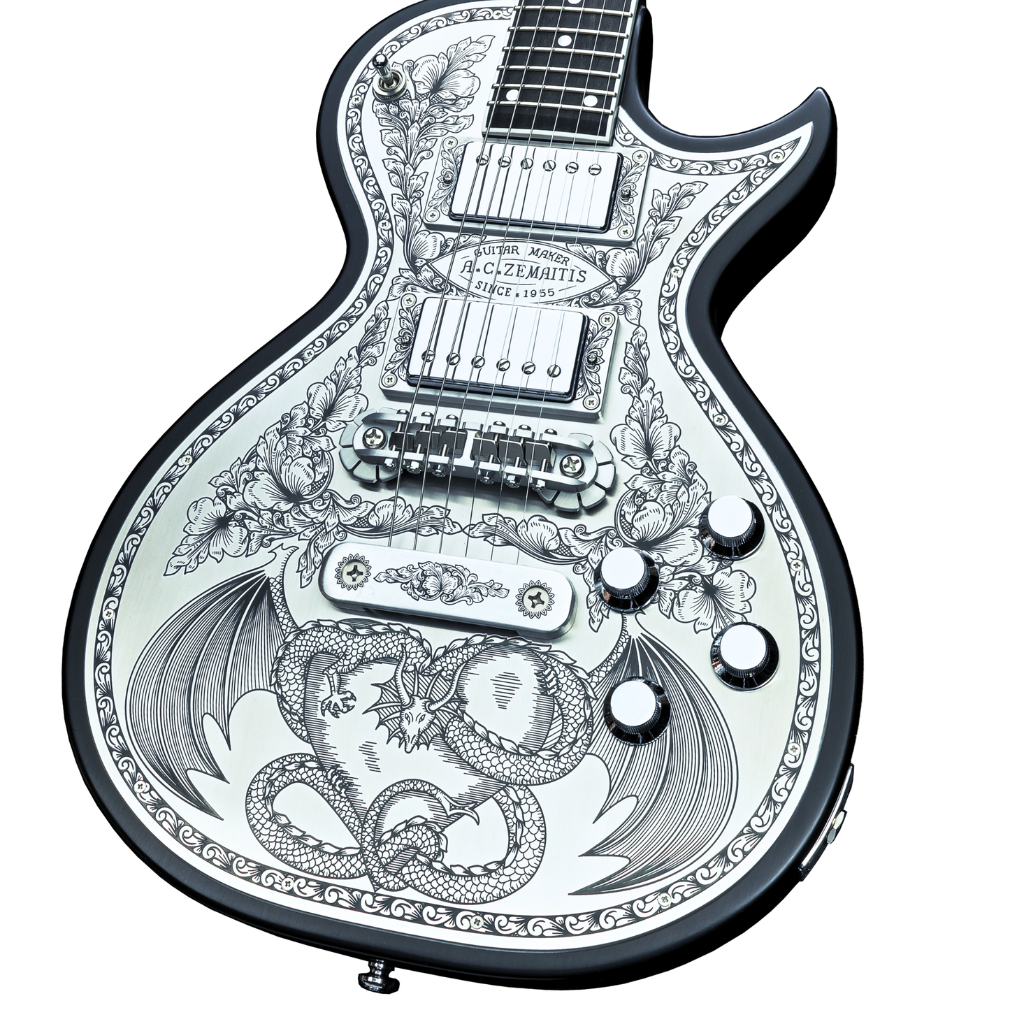 Zemaitis Guitars MFG-AC-24 Dragon & Heart, Black