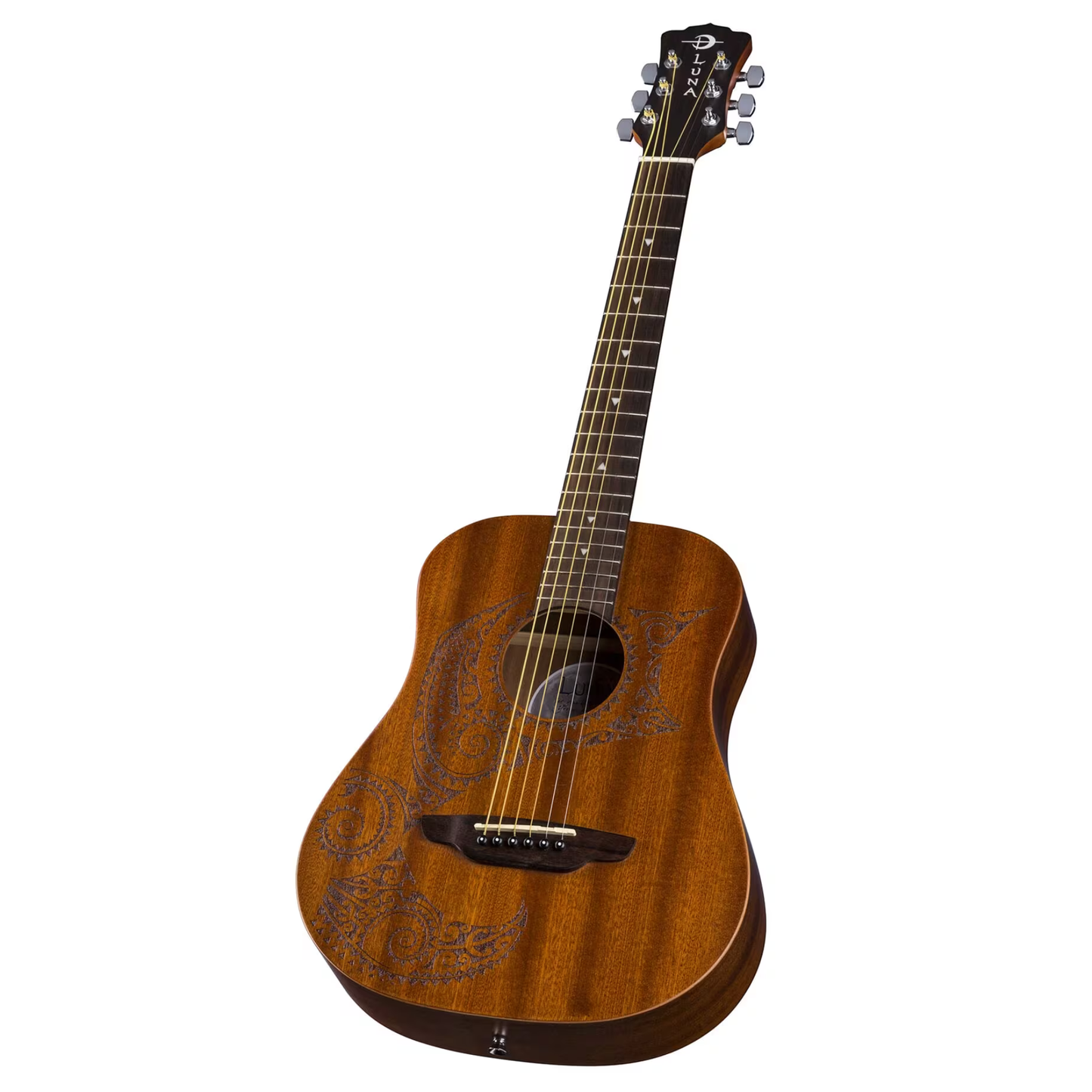 Luna Guitars Safari Tattoo Travel Guitar w/ Gigbag, Satin Natural