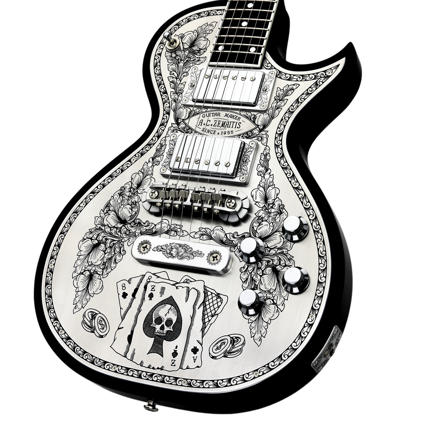 Zemaitis Guitars MFG-AC-24 Aces & 8s, Black