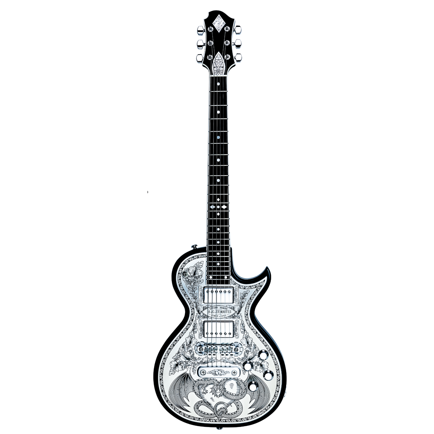 Zemaitis Guitars MFG-AC-24 Dragon & Heart, Black