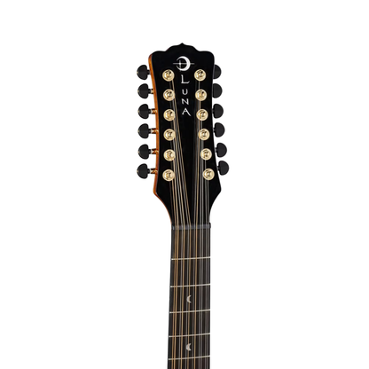 Luna Guitars Vista Eagle 12 String Cutaway A/E w/ Hardshell Case, Gloss Natural