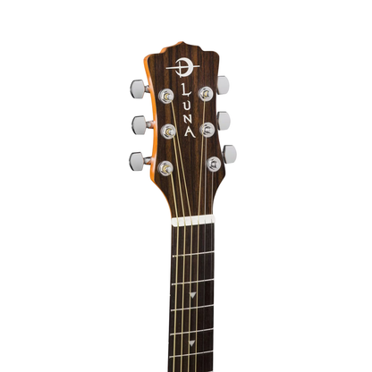 Luna Guitars Safari Tattoo Travel Guitar w/ Gigbag, Satin Natural