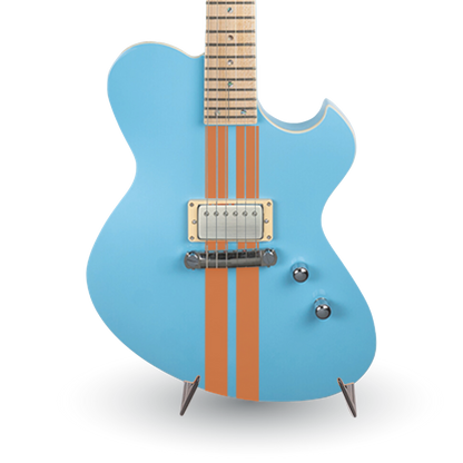 NEWMAN HONEYCOMB JUNIOR GT-40 FIXED PICKUPS - BABY BLUE W/ RACING STRIPES Aurora Music Works