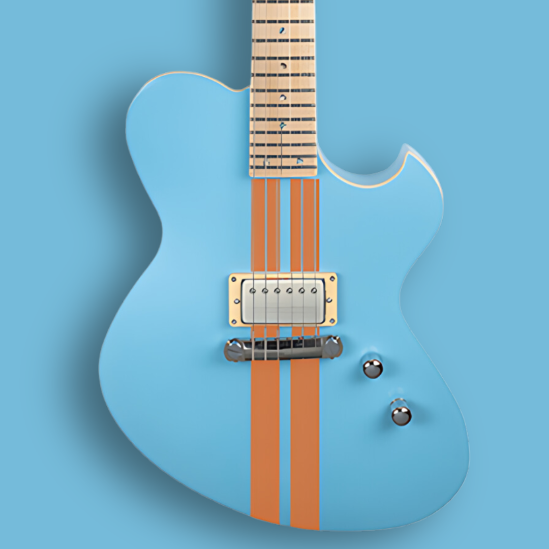 NEWMAN HONEYCOMB JUNIOR GT-40 FIXED PICKUPS - BABY BLUE W/ RACING STRIPES Aurora Music Works