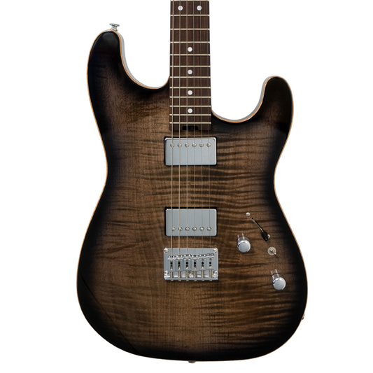 POLARIS CUSTOM HH GUITAR-X PICKUP SWAPPING - BLACK HOLE BURST #00476